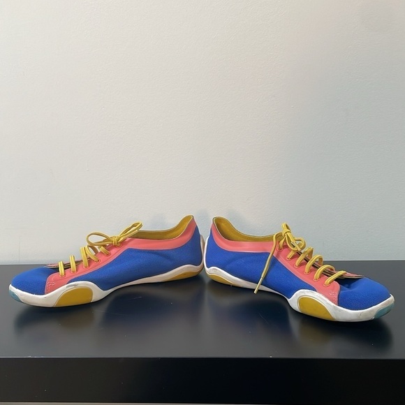 Camper Noshu sneaker mesh Lycra lace up shoe pink blue yellow laces sz 7.5 (38) - Picture 7 of 12